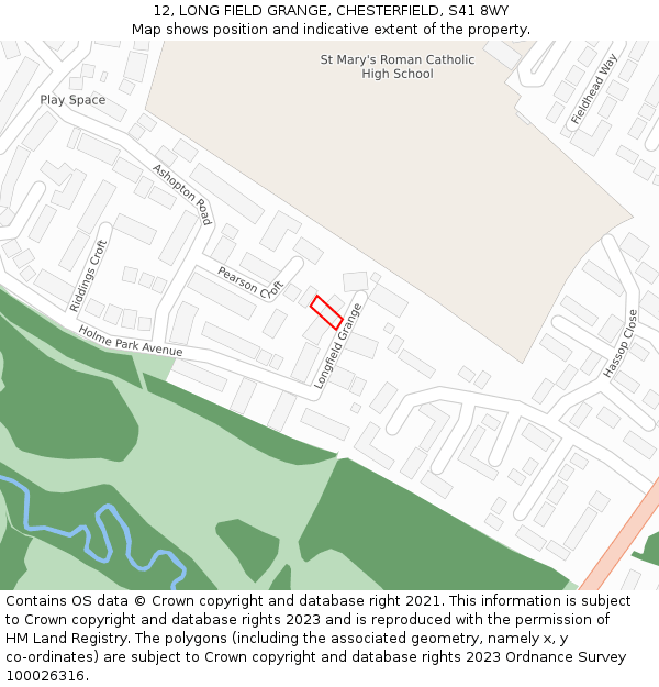 12, LONG FIELD GRANGE, CHESTERFIELD, S41 8WY: Location map and indicative extent of plot