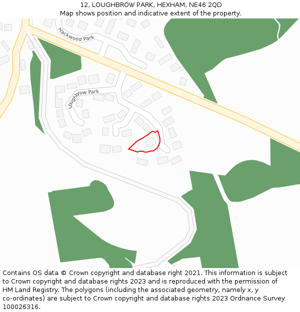 12, LOUGHBROW PARK, HEXHAM, NE46 2QD: Location map and indicative extent of plot
