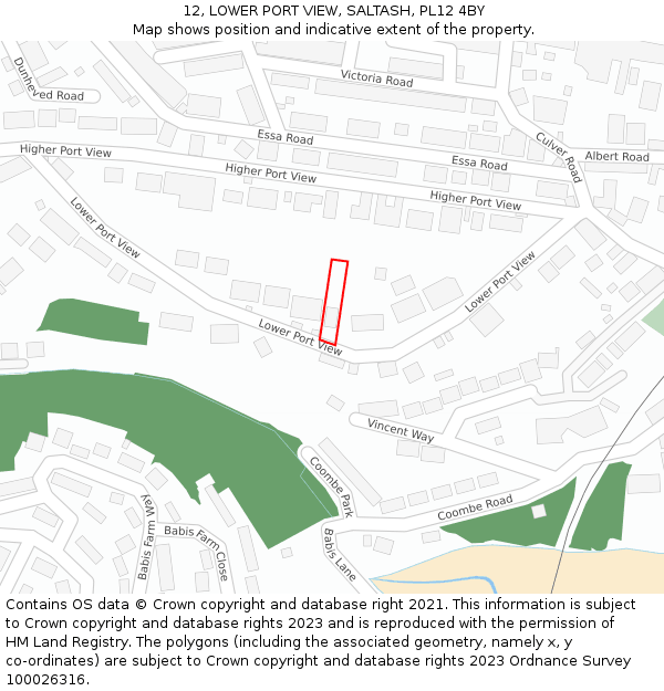 12, LOWER PORT VIEW, SALTASH, PL12 4BY: Location map and indicative extent of plot