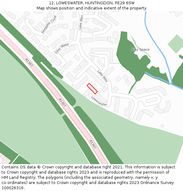 12, LOWESWATER, HUNTINGDON, PE29 6SW: Location map and indicative extent of plot