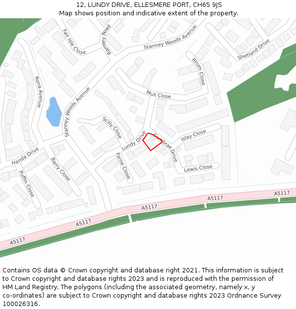 12, LUNDY DRIVE, ELLESMERE PORT, CH65 9JS: Location map and indicative extent of plot