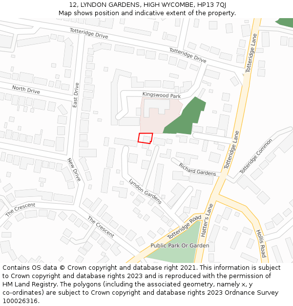 12, LYNDON GARDENS, HIGH WYCOMBE, HP13 7QJ: Location map and indicative extent of plot