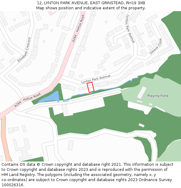 12, LYNTON PARK AVENUE, EAST GRINSTEAD, RH19 3XB: Location map and indicative extent of plot