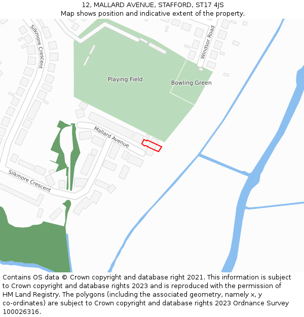 12, MALLARD AVENUE, STAFFORD, ST17 4JS: Location map and indicative extent of plot