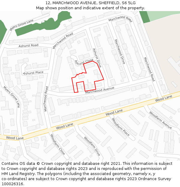 12, MARCHWOOD AVENUE, SHEFFIELD, S6 5LG: Location map and indicative extent of plot