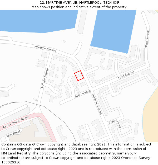 12, MARITIME AVENUE, HARTLEPOOL, TS24 0XF: Location map and indicative extent of plot