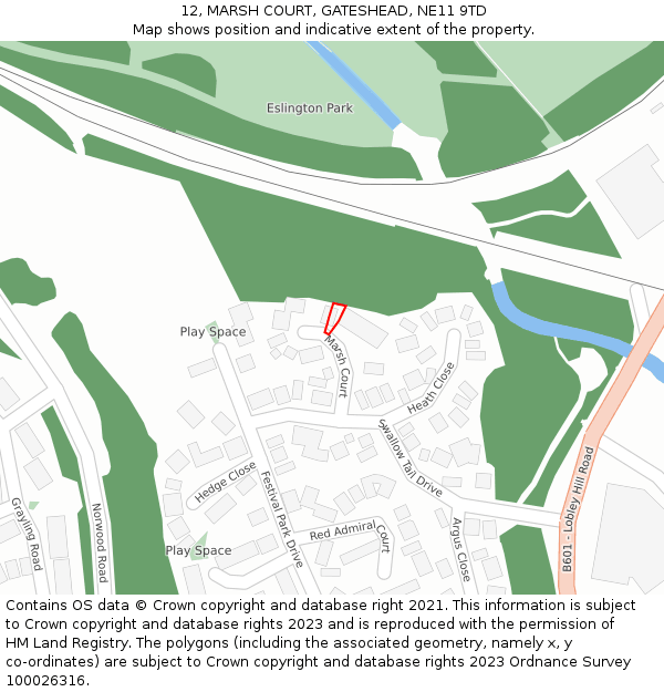 12, MARSH COURT, GATESHEAD, NE11 9TD: Location map and indicative extent of plot