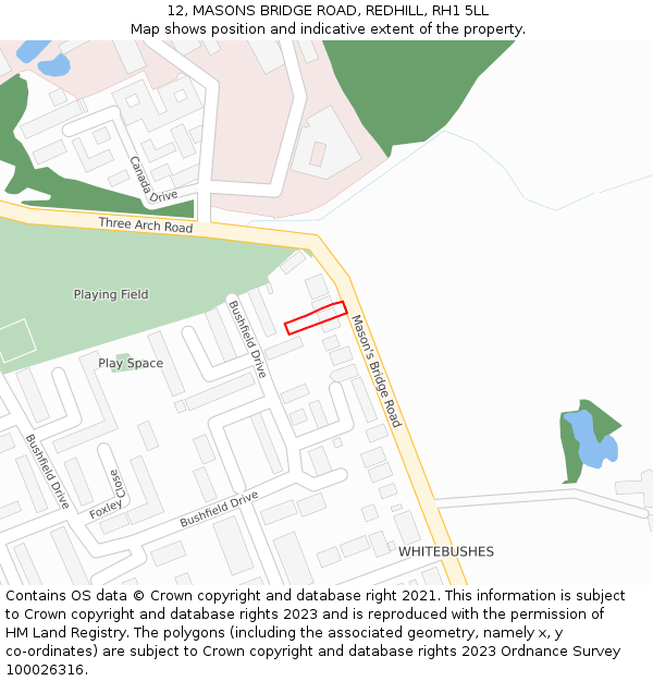 12, MASONS BRIDGE ROAD, REDHILL, RH1 5LL: Location map and indicative extent of plot