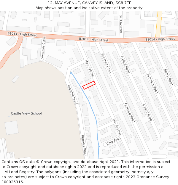 12, MAY AVENUE, CANVEY ISLAND, SS8 7EE: Location map and indicative extent of plot
