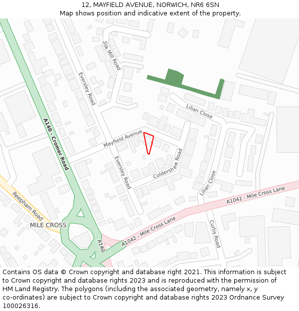 12, MAYFIELD AVENUE, NORWICH, NR6 6SN: Location map and indicative extent of plot