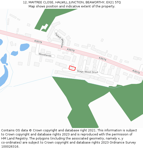 12, MAYTREE CLOSE, HALWILL JUNCTION, BEAWORTHY, EX21 5TQ: Location map and indicative extent of plot