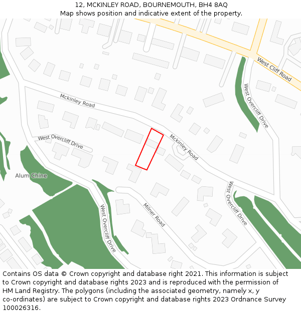 12, MCKINLEY ROAD, BOURNEMOUTH, BH4 8AQ: Location map and indicative extent of plot