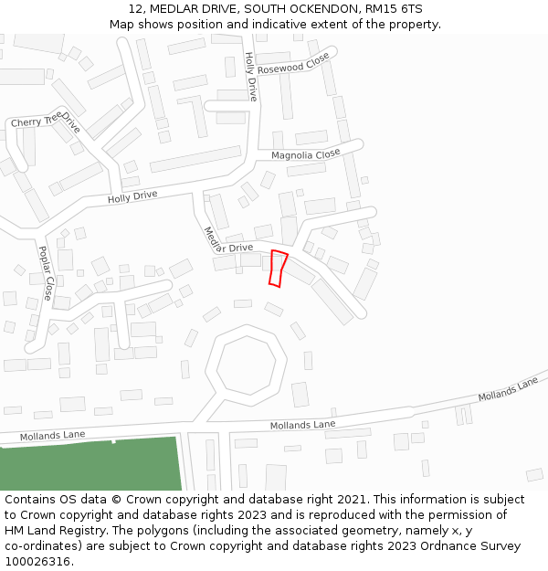 12, MEDLAR DRIVE, SOUTH OCKENDON, RM15 6TS: Location map and indicative extent of plot