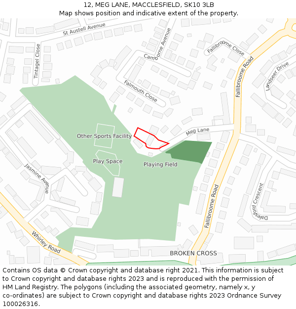 12, MEG LANE, MACCLESFIELD, SK10 3LB: Location map and indicative extent of plot