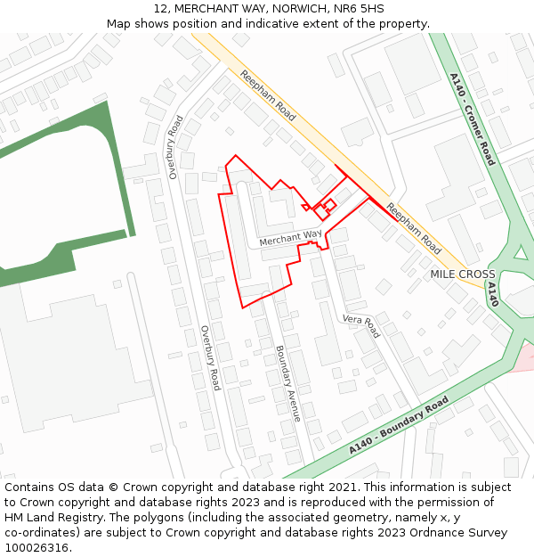 12, MERCHANT WAY, NORWICH, NR6 5HS: Location map and indicative extent of plot