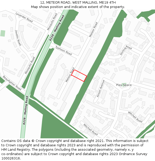 12, METEOR ROAD, WEST MALLING, ME19 4TH: Location map and indicative extent of plot