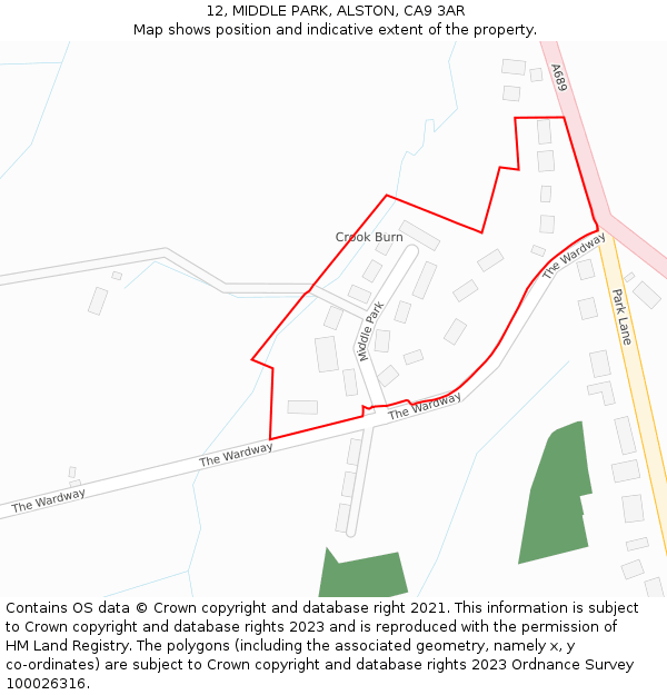 12, MIDDLE PARK, ALSTON, CA9 3AR: Location map and indicative extent of plot