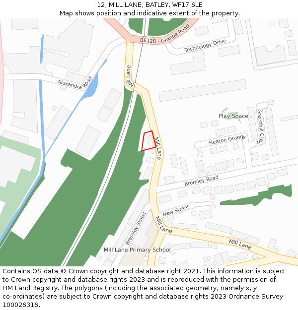 12, MILL LANE, BATLEY, WF17 6LE: Location map and indicative extent of plot