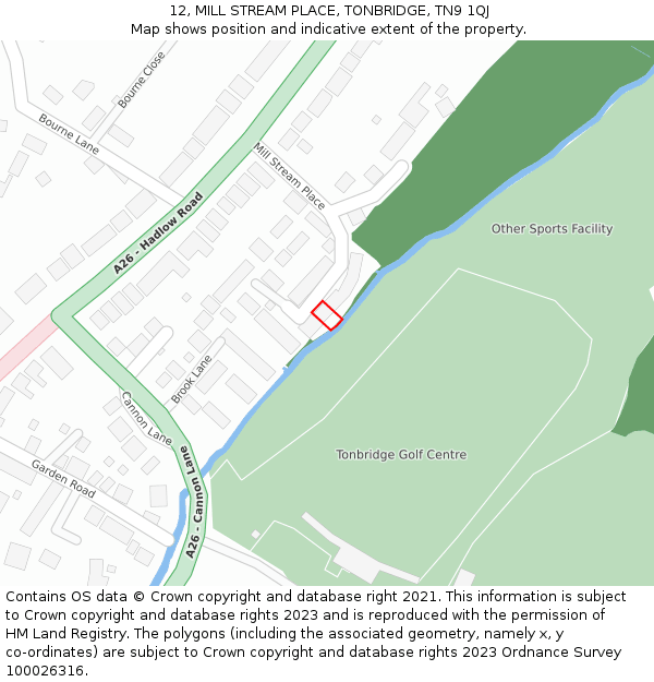 12, MILL STREAM PLACE, TONBRIDGE, TN9 1QJ: Location map and indicative extent of plot
