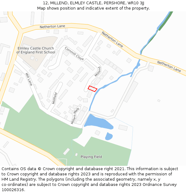 12, MILLEND, ELMLEY CASTLE, PERSHORE, WR10 3JJ: Location map and indicative extent of plot