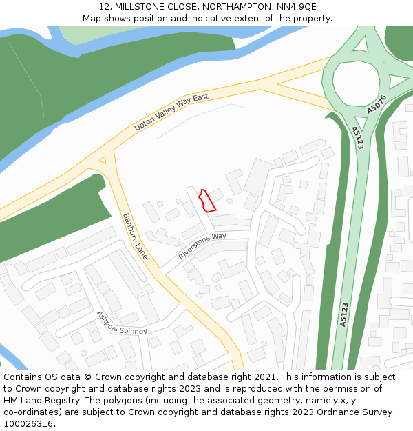 12, MILLSTONE CLOSE, NORTHAMPTON, NN4 9QE: Location map and indicative extent of plot