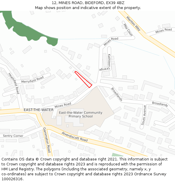 12, MINES ROAD, BIDEFORD, EX39 4BZ: Location map and indicative extent of plot