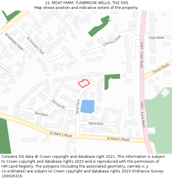 12, MOAT FARM, TUNBRIDGE WELLS, TN2 5XG: Location map and indicative extent of plot