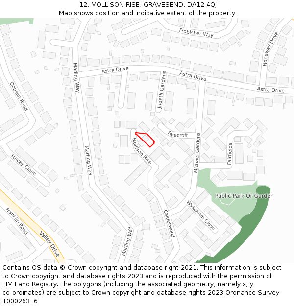 12, MOLLISON RISE, GRAVESEND, DA12 4QJ: Location map and indicative extent of plot