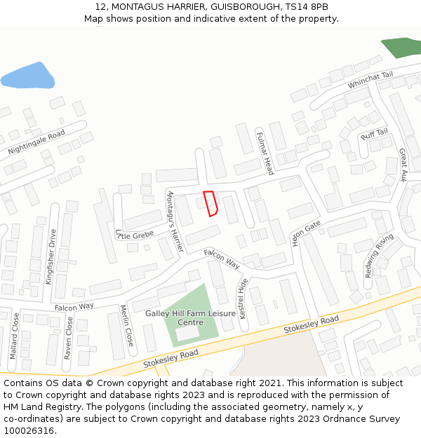 12, MONTAGUS HARRIER, GUISBOROUGH, TS14 8PB: Location map and indicative extent of plot