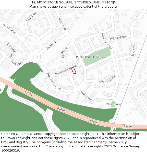 12, MOONSTONE SQUARE, SITTINGBOURNE, ME10 5JN: Location map and indicative extent of plot