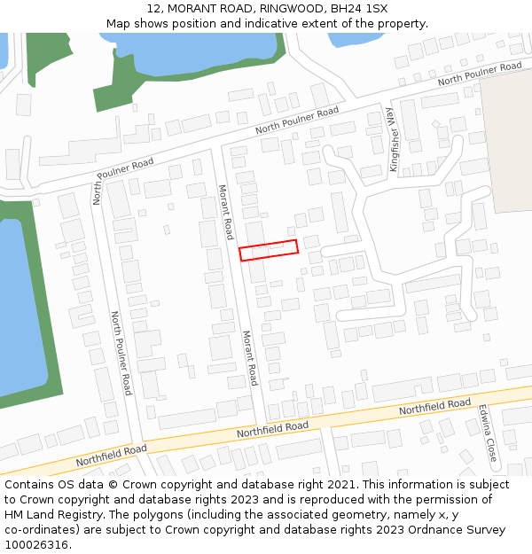 12, MORANT ROAD, RINGWOOD, BH24 1SX: Location map and indicative extent of plot