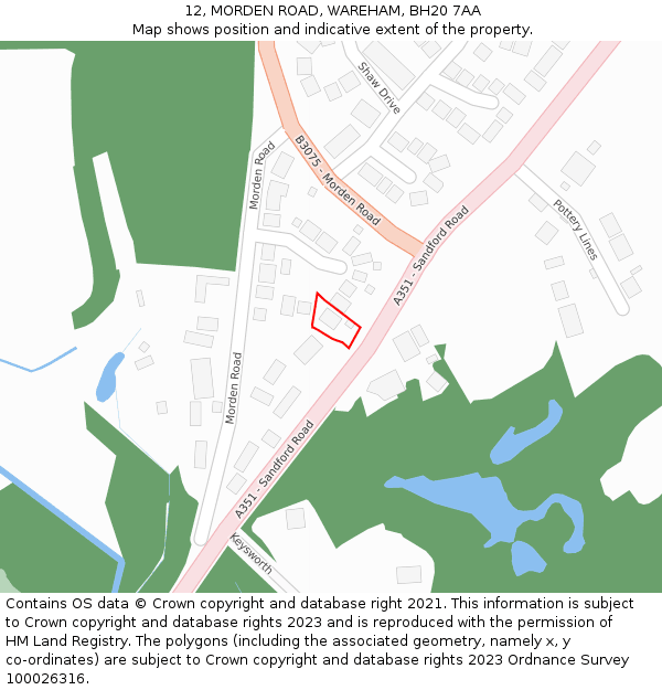 12, MORDEN ROAD, WAREHAM, BH20 7AA: Location map and indicative extent of plot