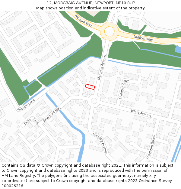 12, MORGRAIG AVENUE, NEWPORT, NP10 8UP: Location map and indicative extent of plot