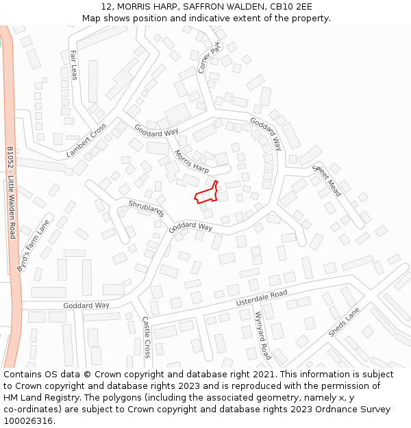 12, MORRIS HARP, SAFFRON WALDEN, CB10 2EE: Location map and indicative extent of plot