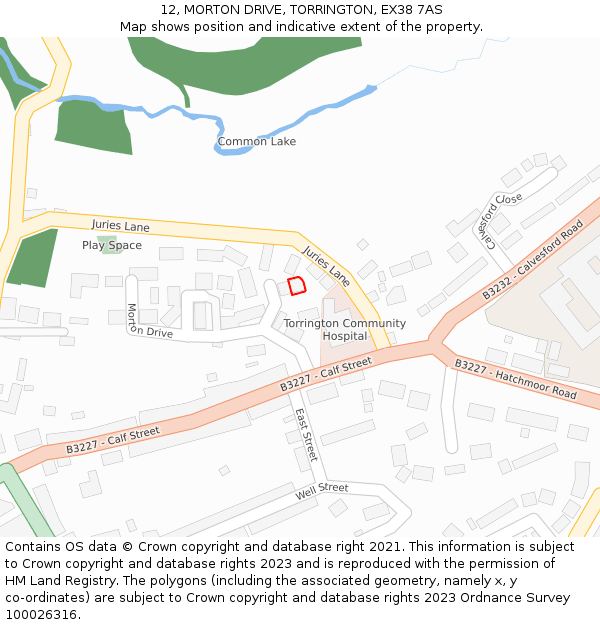 12, MORTON DRIVE, TORRINGTON, EX38 7AS: Location map and indicative extent of plot