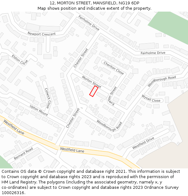 12, MORTON STREET, MANSFIELD, NG19 6DP: Location map and indicative extent of plot