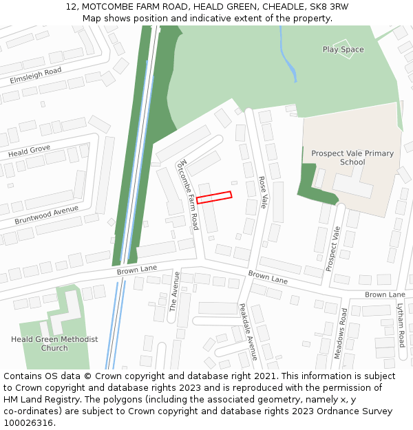 12, MOTCOMBE FARM ROAD, HEALD GREEN, CHEADLE, SK8 3RW: Location map and indicative extent of plot