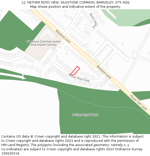 12, NETHER ROYD VIEW, SILKSTONE COMMON, BARNSLEY, S75 4QQ: Location map and indicative extent of plot