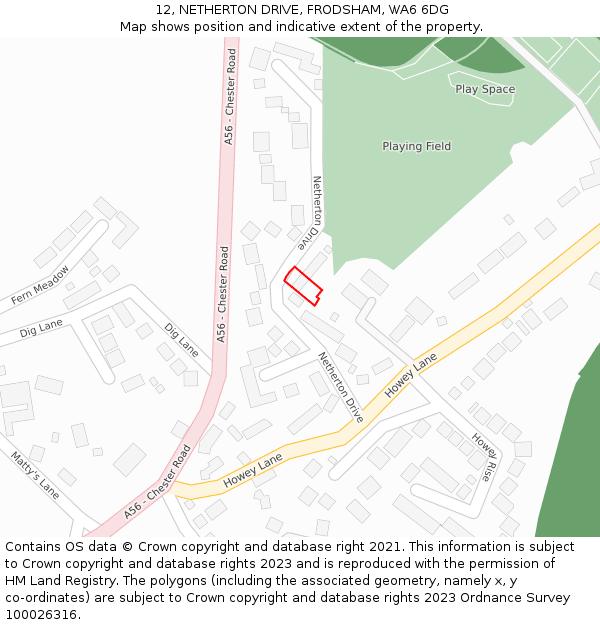 12, NETHERTON DRIVE, FRODSHAM, WA6 6DG: Location map and indicative extent of plot