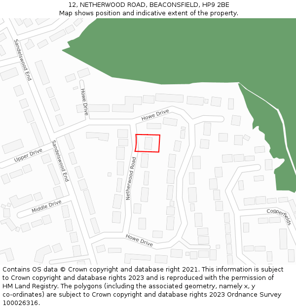 12, NETHERWOOD ROAD, BEACONSFIELD, HP9 2BE: Location map and indicative extent of plot