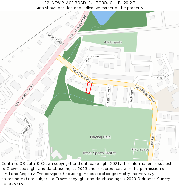 12, NEW PLACE ROAD, PULBOROUGH, RH20 2JB: Location map and indicative extent of plot