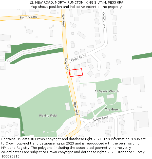 12, NEW ROAD, NORTH RUNCTON, KING'S LYNN, PE33 0RA: Location map and indicative extent of plot