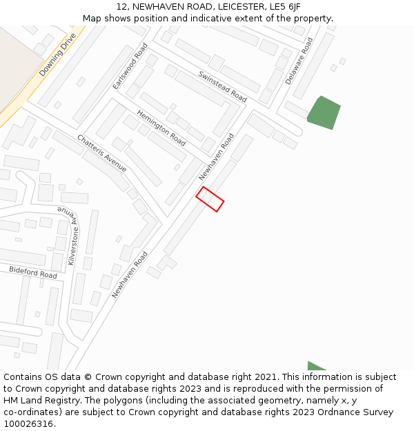 12, NEWHAVEN ROAD, LEICESTER, LE5 6JF: Location map and indicative extent of plot