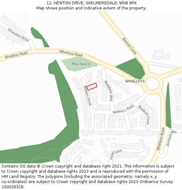 12, NEWTON DRIVE, SKELMERSDALE, WN8 6PX: Location map and indicative extent of plot