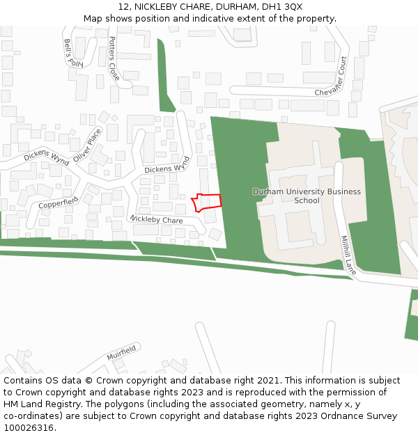 12, NICKLEBY CHARE, DURHAM, DH1 3QX: Location map and indicative extent of plot