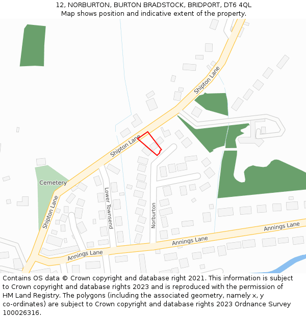 12, NORBURTON, BURTON BRADSTOCK, BRIDPORT, DT6 4QL: Location map and indicative extent of plot