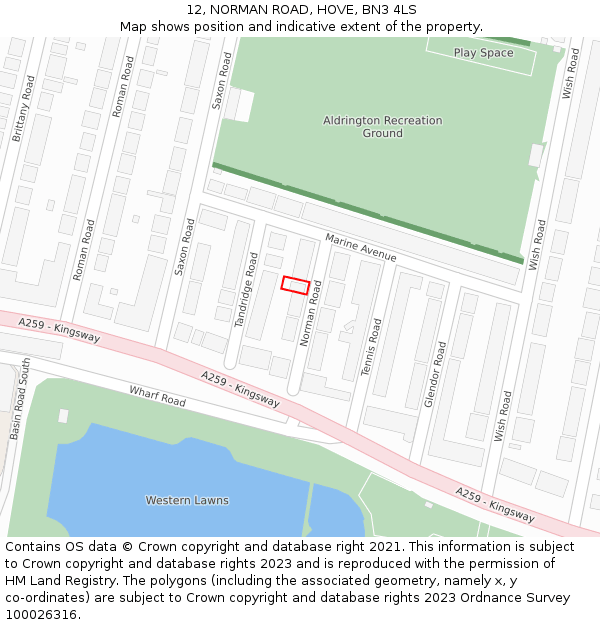 12, NORMAN ROAD, HOVE, BN3 4LS: Location map and indicative extent of plot