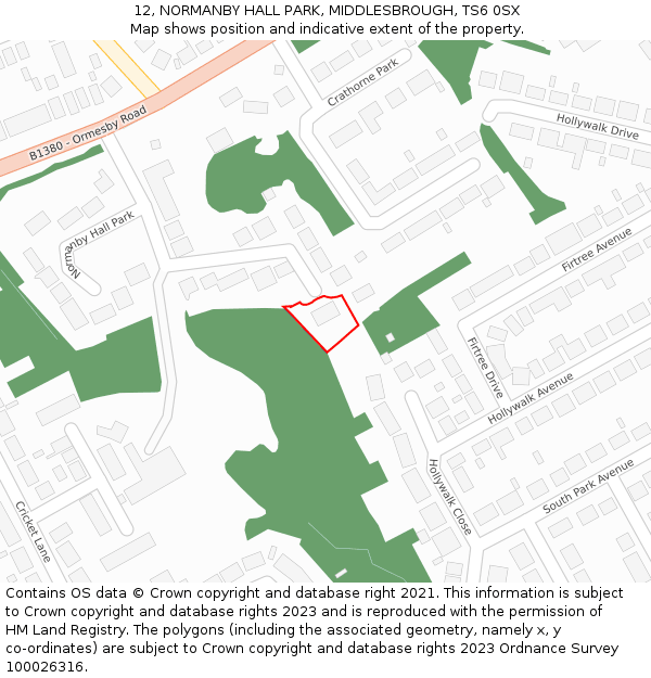 12, NORMANBY HALL PARK, MIDDLESBROUGH, TS6 0SX: Location map and indicative extent of plot