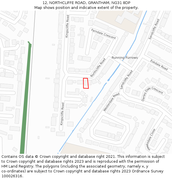 12, NORTHCLIFFE ROAD, GRANTHAM, NG31 8DP: Location map and indicative extent of plot