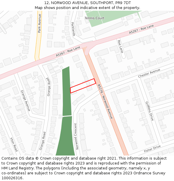 12, NORWOOD AVENUE, SOUTHPORT, PR9 7DT: Location map and indicative extent of plot